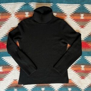 Pure 100% Cashmere Turtleneck Sweater. Black.